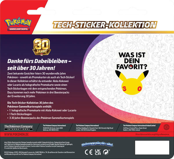 PKM 30 Jahre Tech-Sticker-Koll. Lucario (EVT 16.9.2026)